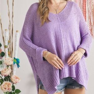 Free People Purple Oversized Pullover Sweater
